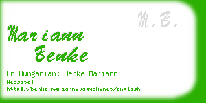 mariann benke business card